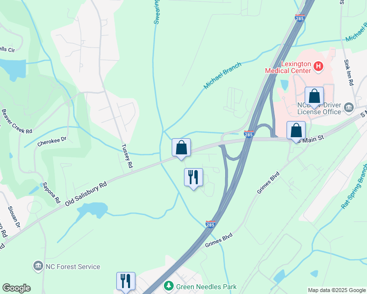map of restaurants, bars, coffee shops, grocery stores, and more near 2968 Old Salisbury Road in Lexington