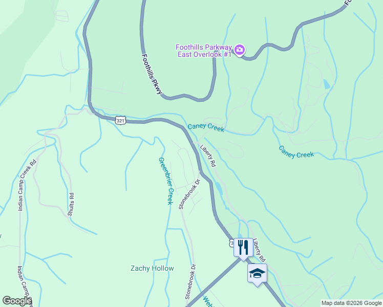 map of restaurants, bars, coffee shops, grocery stores, and more near 4280 Monte Vista Way in Cosby