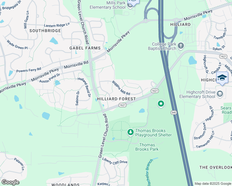 map of restaurants, bars, coffee shops, grocery stores, and more near 232 Hilliard Forest Drive in Cary