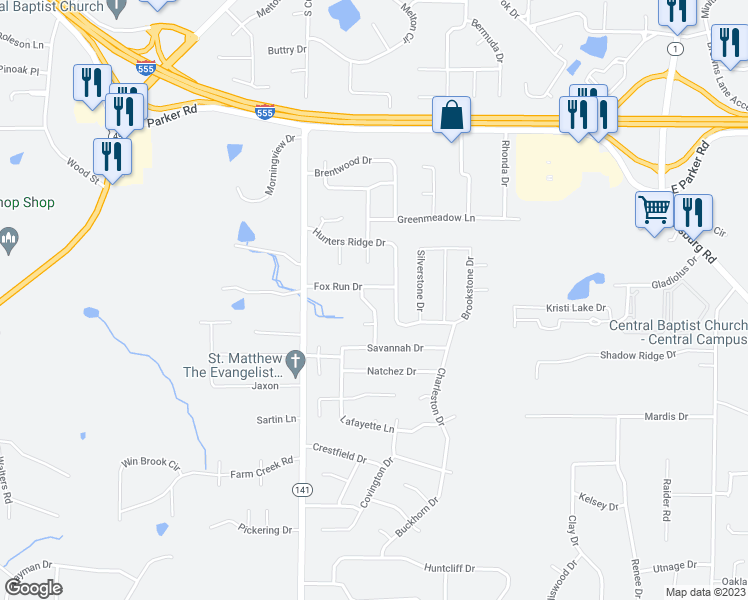 map of restaurants, bars, coffee shops, grocery stores, and more near 3506 Browning Drive in Jonesboro