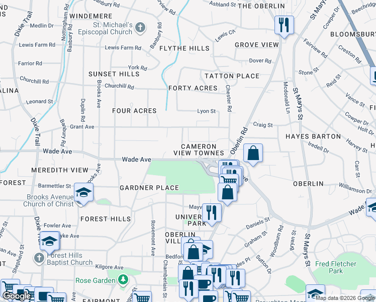 map of restaurants, bars, coffee shops, grocery stores, and more near 1300 Dylan Heath Court in Raleigh