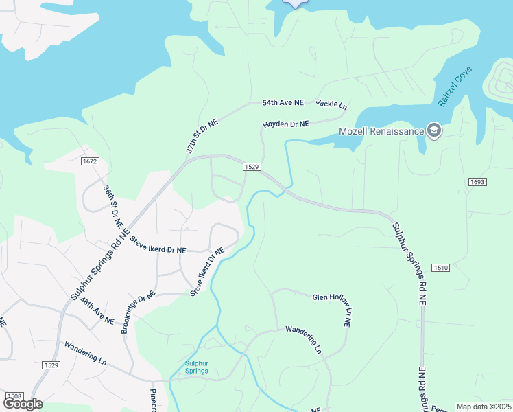 map of restaurants, bars, coffee shops, grocery stores, and more near 5127 Woodwinds Drive Northeast in Hickory