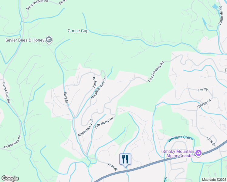 map of restaurants, bars, coffee shops, grocery stores, and more near 2872 Pine Haven Drive in Pigeon Forge