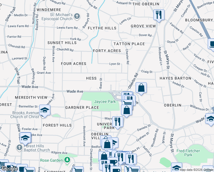 map of restaurants, bars, coffee shops, grocery stores, and more near 1300 Dylan Heath Court in Raleigh