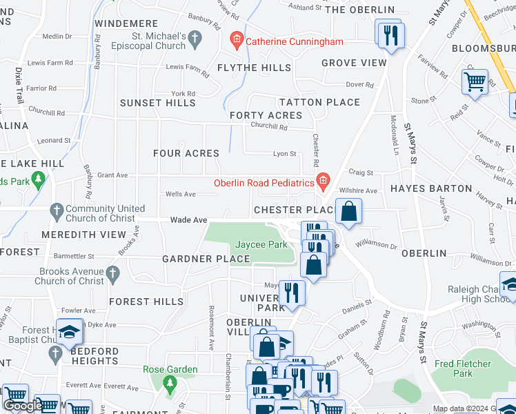 map of restaurants, bars, coffee shops, grocery stores, and more near 1300 Dylan Heath Court in Raleigh