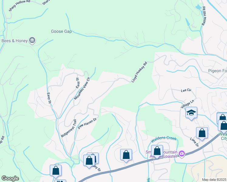 map of restaurants, bars, coffee shops, grocery stores, and more near 2849 Pine Haven Drive in Pigeon Forge