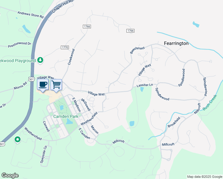 map of restaurants, bars, coffee shops, grocery stores, and more near 510 Swim & Croquet in Pittsboro