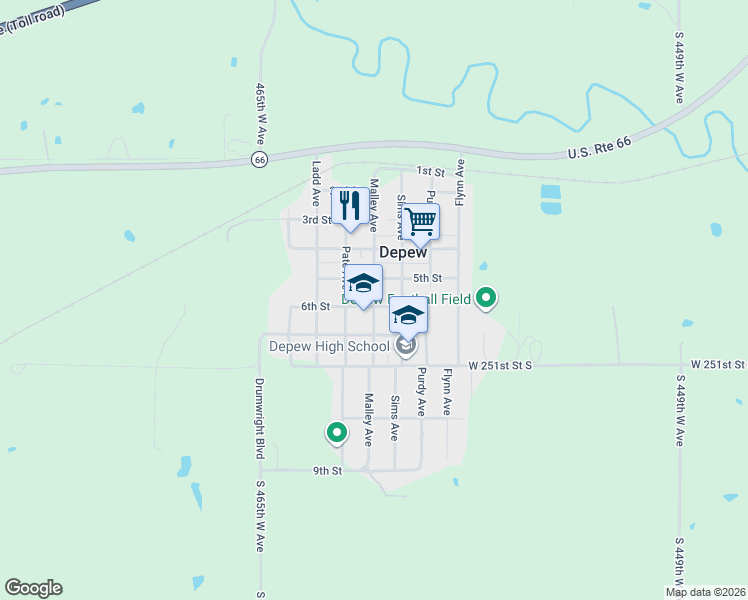 map of restaurants, bars, coffee shops, grocery stores, and more near 607 Malley Avenue in Depew