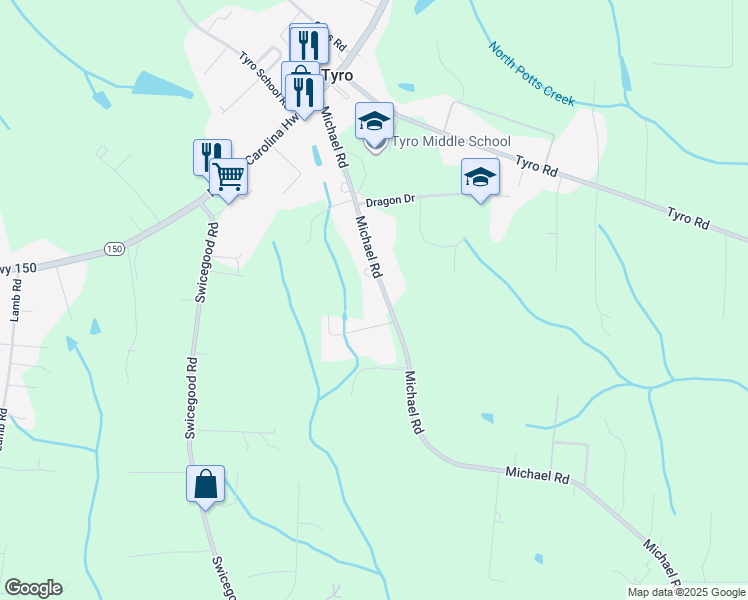 map of restaurants, bars, coffee shops, grocery stores, and more near 2641 Michael Road in Lexington