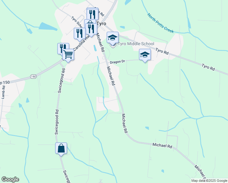 map of restaurants, bars, coffee shops, grocery stores, and more near 2641 Michael Road in Lexington