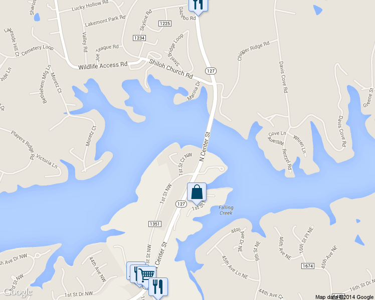 map of restaurants, bars, coffee shops, grocery stores, and more near 4863 1st Street Court Northwest in Hickory