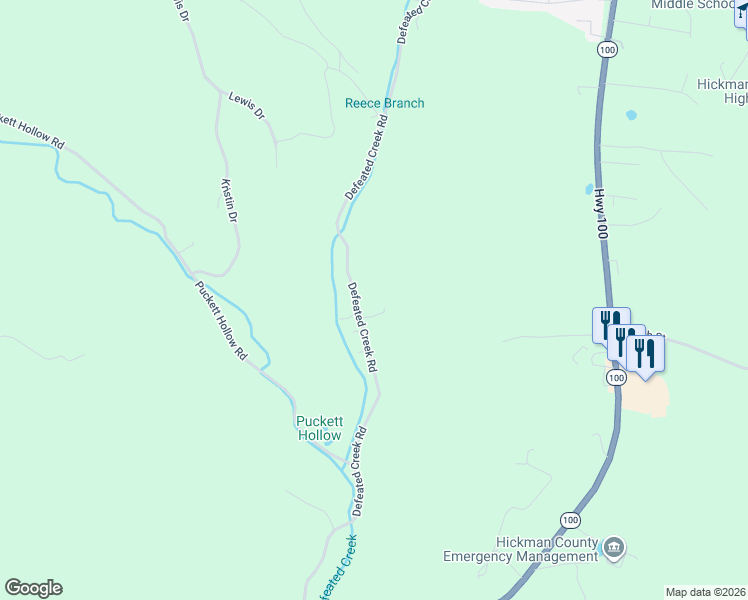 map of restaurants, bars, coffee shops, grocery stores, and more near 480 Defeated Creek Road in Centerville