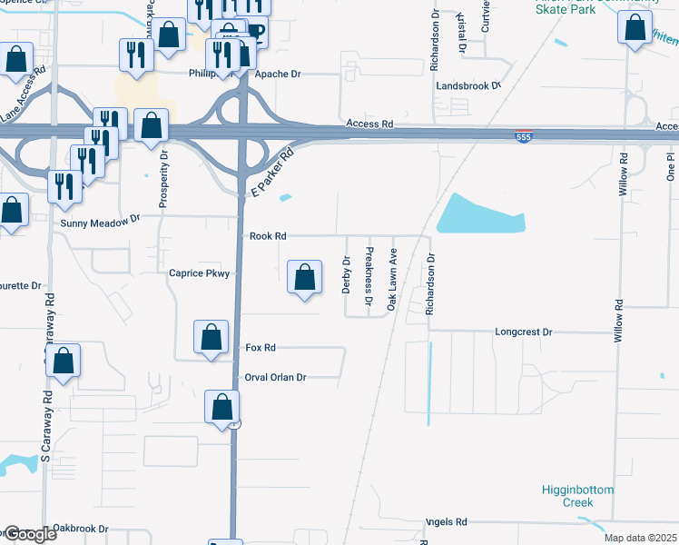 map of restaurants, bars, coffee shops, grocery stores, and more near 3321 Derby Drive in Jonesboro