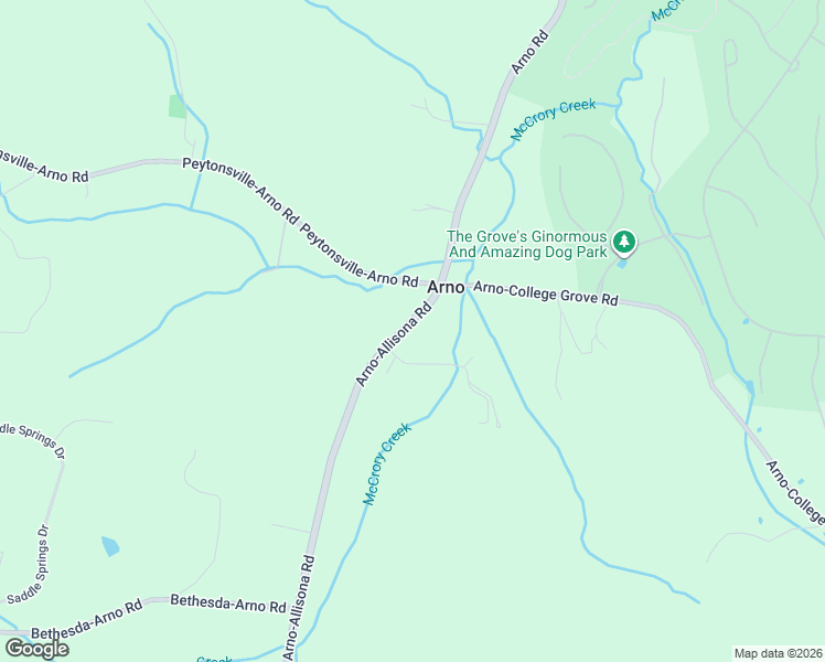 map of restaurants, bars, coffee shops, grocery stores, and more near 6610 Arno-Allisona Road in College Grove