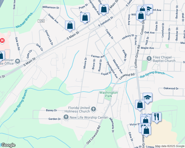 map of restaurants, bars, coffee shops, grocery stores, and more near 329 Foyell Street in Lexington