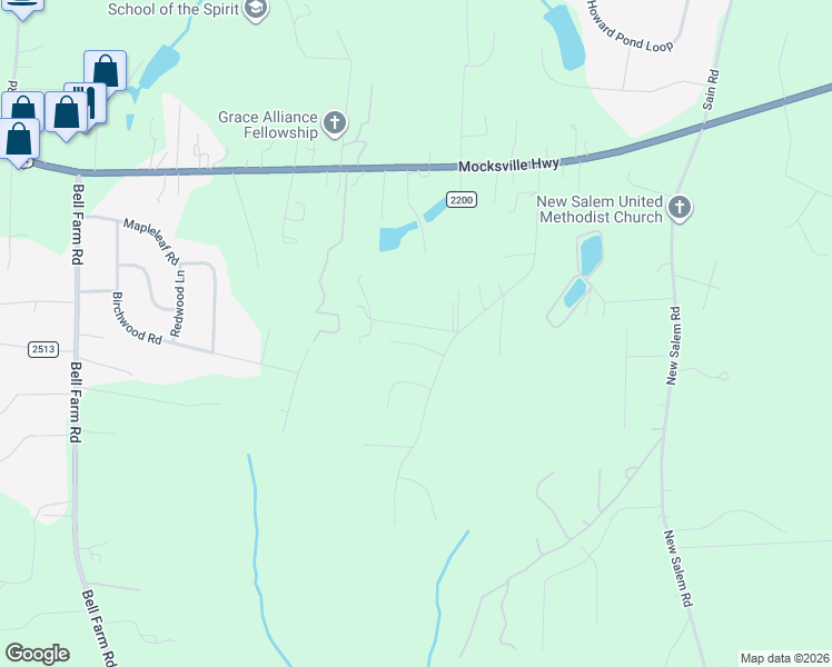 map of restaurants, bars, coffee shops, grocery stores, and more near 114 Portman Lane in Statesville