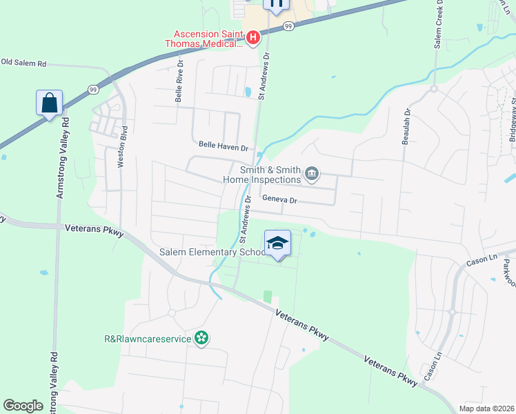 map of restaurants, bars, coffee shops, grocery stores, and more near 3426 Shady Forest Drive in Murfreesboro