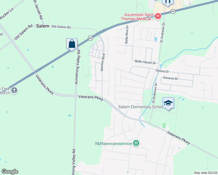 map of restaurants, bars, coffee shops, grocery stores, and more near 3021 Morning Mist Court in Murfreesboro