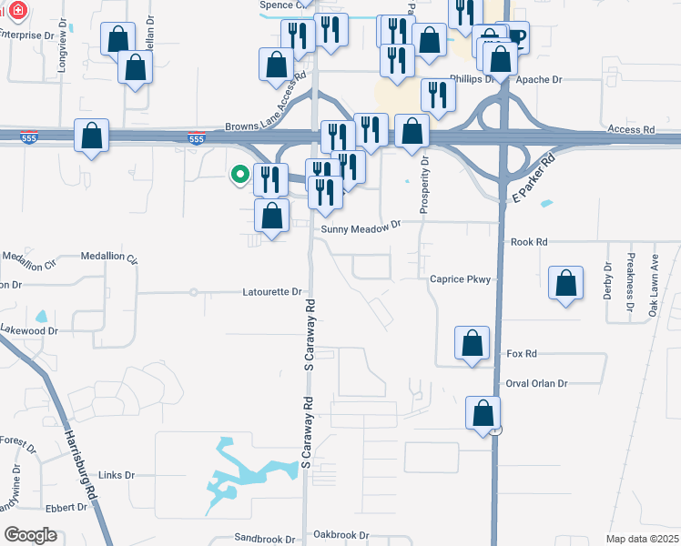 map of restaurants, bars, coffee shops, grocery stores, and more near 3312 Caraway Commons Drive in Jonesboro