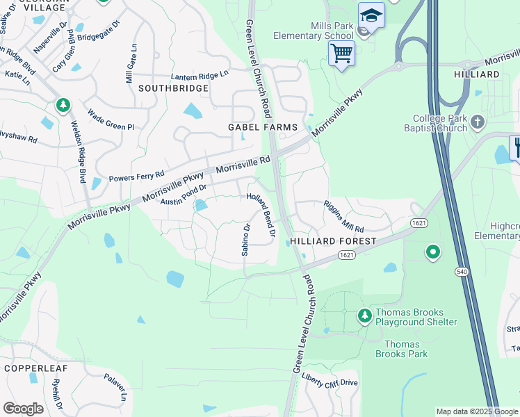map of restaurants, bars, coffee shops, grocery stores, and more near 1408 Sabino Drive in Cary