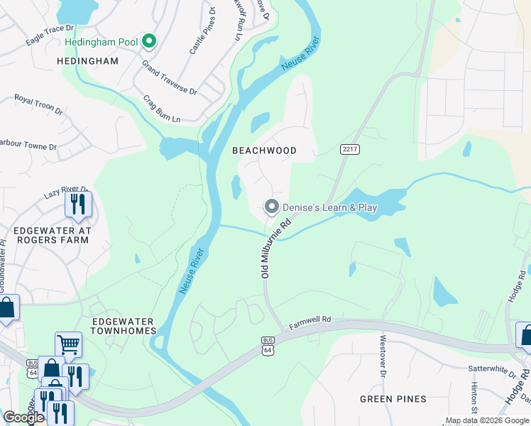 map of restaurants, bars, coffee shops, grocery stores, and more near 1021 Penselwood Drive in Raleigh