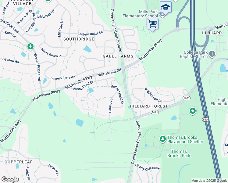 map of restaurants, bars, coffee shops, grocery stores, and more near 1408 Sabino Drive in Cary