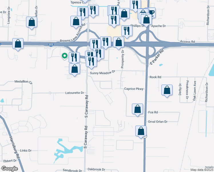map of restaurants, bars, coffee shops, grocery stores, and more near 3312 Caraway Commons Drive in Jonesboro