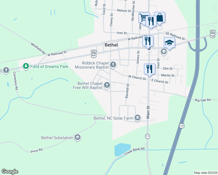 map of restaurants, bars, coffee shops, grocery stores, and more near 502-598 Smith Street in Bethel