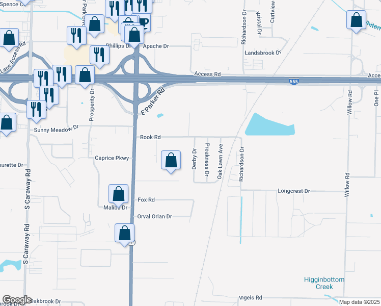 map of restaurants, bars, coffee shops, grocery stores, and more near 3321 Derby Drive in Jonesboro
