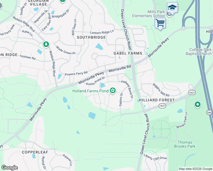 map of restaurants, bars, coffee shops, grocery stores, and more near 516 Slate Creek Place in Cary