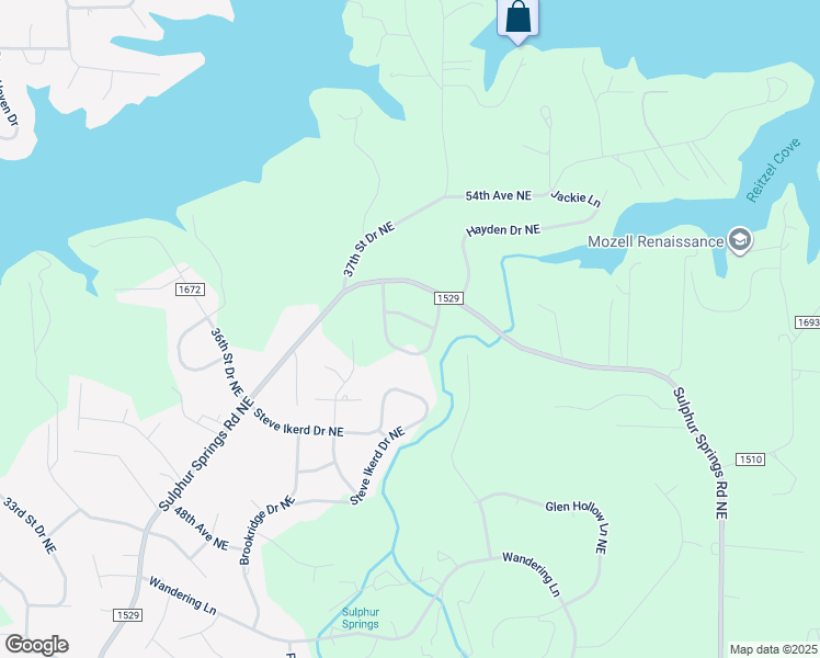 map of restaurants, bars, coffee shops, grocery stores, and more near 1621 Cambrian Drive in Hickory