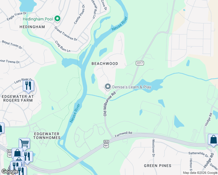 map of restaurants, bars, coffee shops, grocery stores, and more near 1021 Penselwood Drive in Raleigh