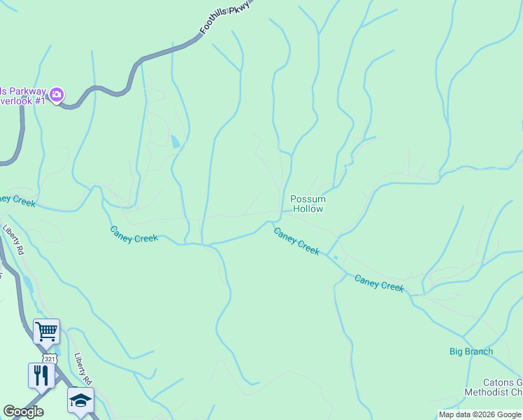 map of restaurants, bars, coffee shops, grocery stores, and more near 353 Caney Creek Road in Cosby