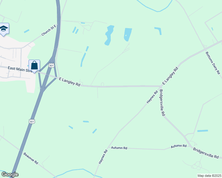 map of restaurants, bars, coffee shops, grocery stores, and more near 6310 East Langley Road in Elm City