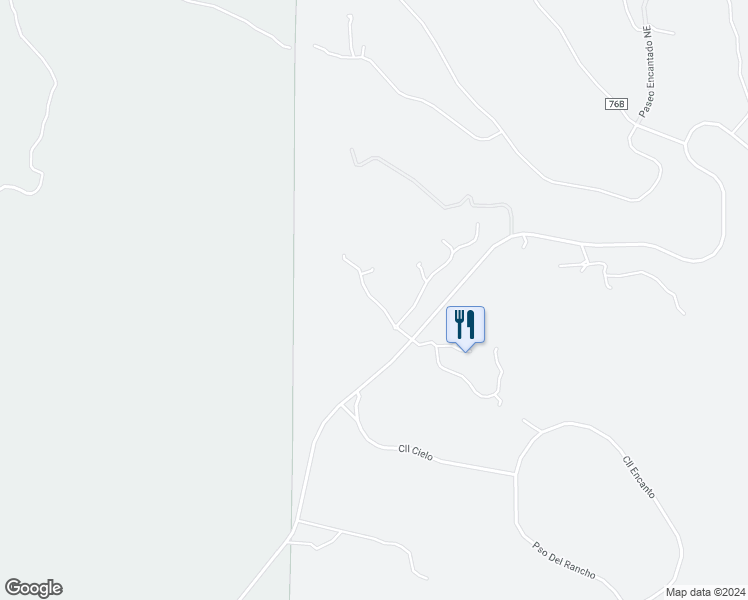 map of restaurants, bars, coffee shops, grocery stores, and more near Pueblo De Cielo in Santa Fe County