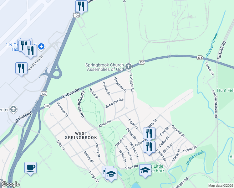 map of restaurants, bars, coffee shops, grocery stores, and more near 1796 Dalton Street in Alcoa