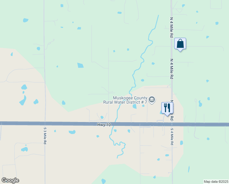 map of restaurants, bars, coffee shops, grocery stores, and more near 114 Rodeo Drive in Fort Gibson