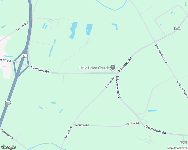 map of restaurants, bars, coffee shops, grocery stores, and more near 6350 East Langley Road in Elm City