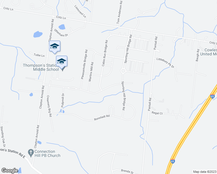 map of restaurants, bars, coffee shops, grocery stores, and more near 3525 Robbins Nest Road in Thompson's Station