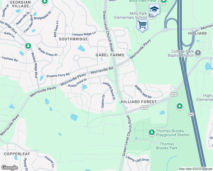 map of restaurants, bars, coffee shops, grocery stores, and more near 1137 Holland Bend Drive in Cary