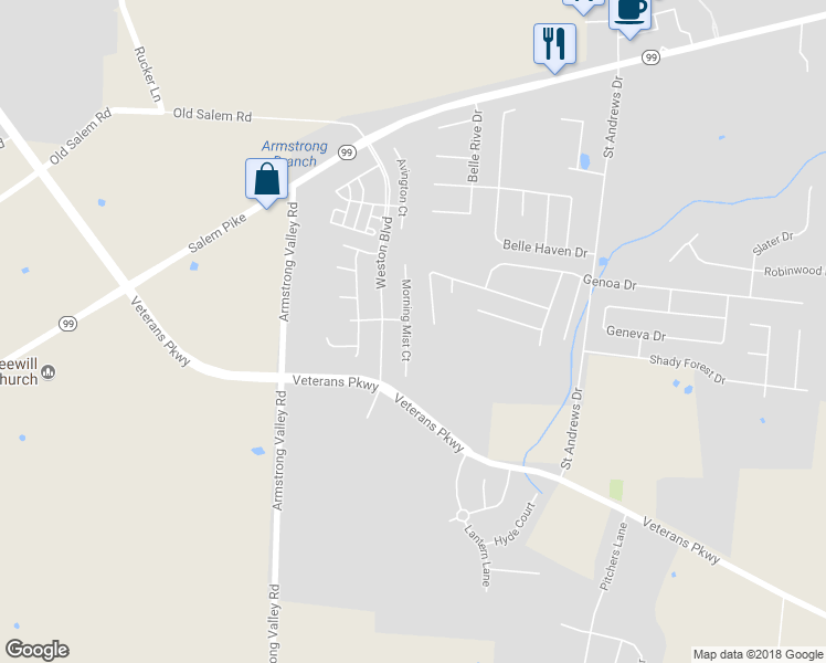 map of restaurants, bars, coffee shops, grocery stores, and more near 3013 Morning Mist Court in Murfreesboro