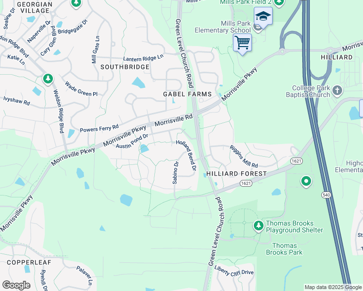 map of restaurants, bars, coffee shops, grocery stores, and more near 1137 Holland Bend Drive in Cary