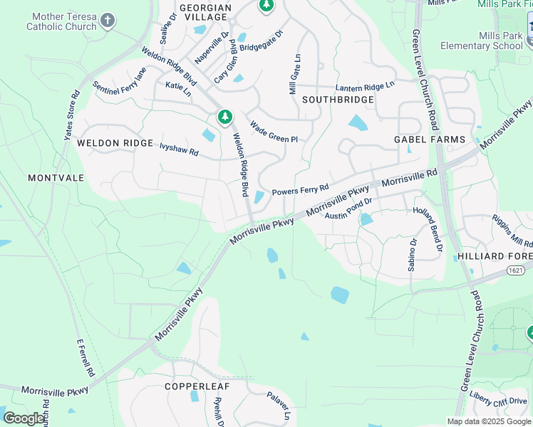 map of restaurants, bars, coffee shops, grocery stores, and more near 809 Potterstone Glen Way in Cary