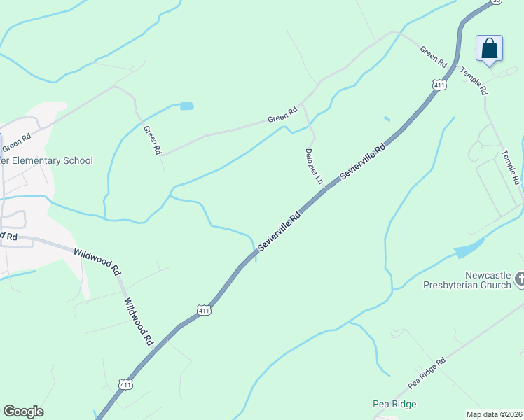 map of restaurants, bars, coffee shops, grocery stores, and more near 4323 Sevierville Road in Maryville