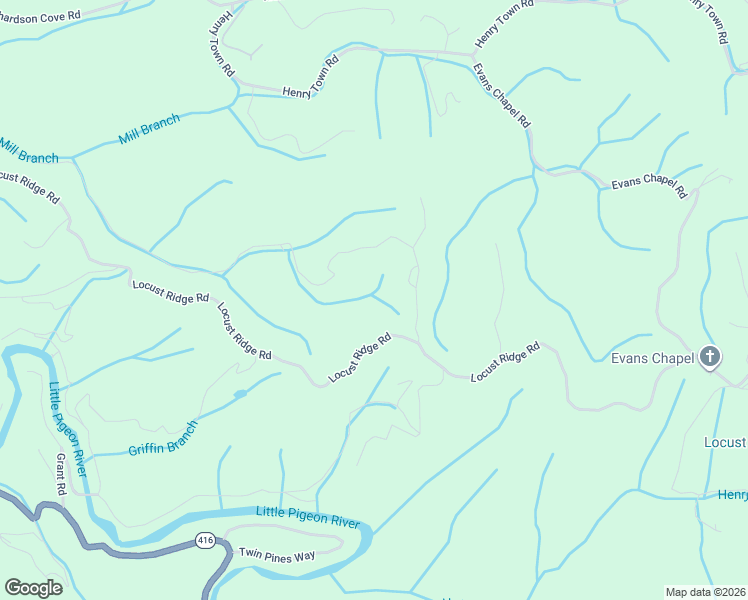 map of restaurants, bars, coffee shops, grocery stores, and more near 3733-3865 Locust Ridge Road in Sevierville