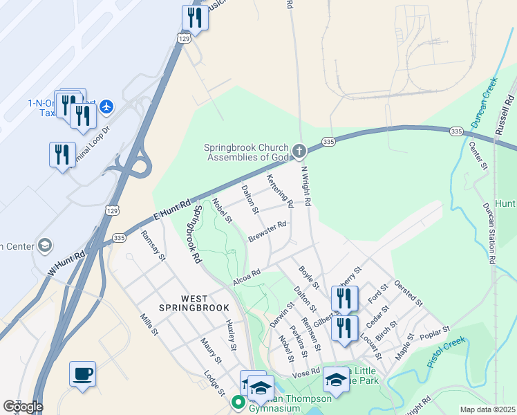 map of restaurants, bars, coffee shops, grocery stores, and more near 1796 Dalton Street in Alcoa