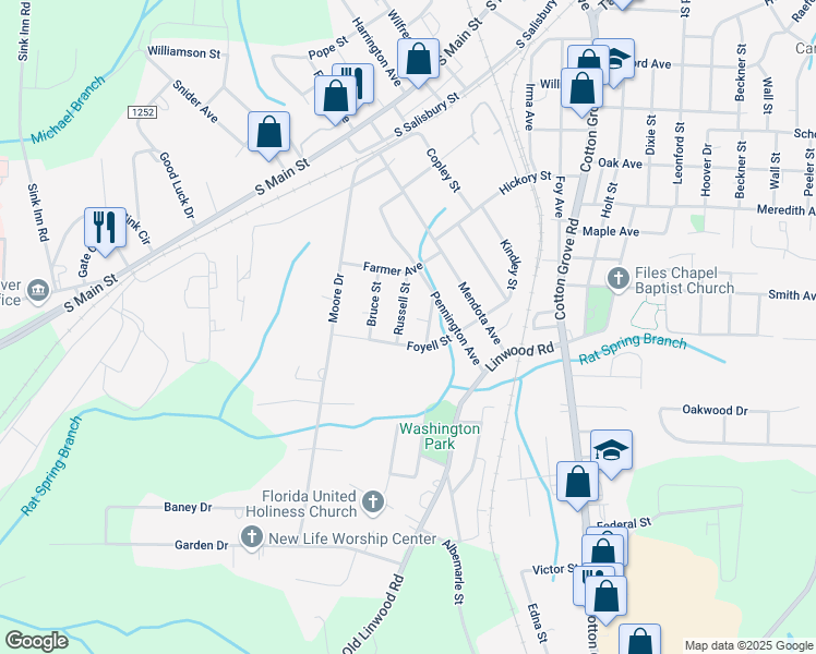 map of restaurants, bars, coffee shops, grocery stores, and more near 332 Russell Street in Lexington