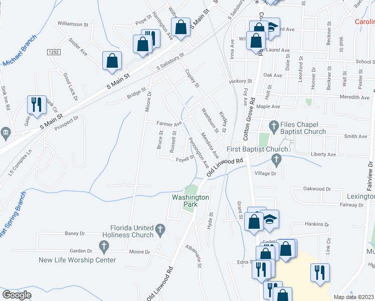 map of restaurants, bars, coffee shops, grocery stores, and more near 105 Jessup Street in Lexington