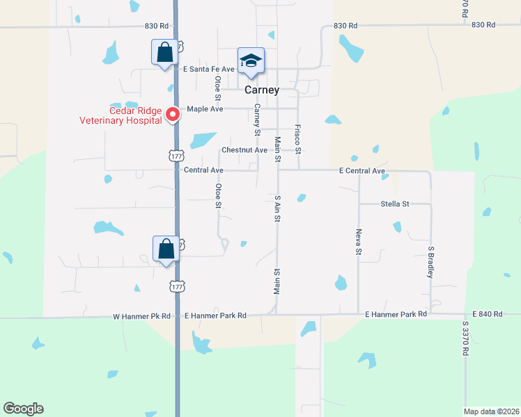 map of restaurants, bars, coffee shops, grocery stores, and more near 606 Main Street in Carney