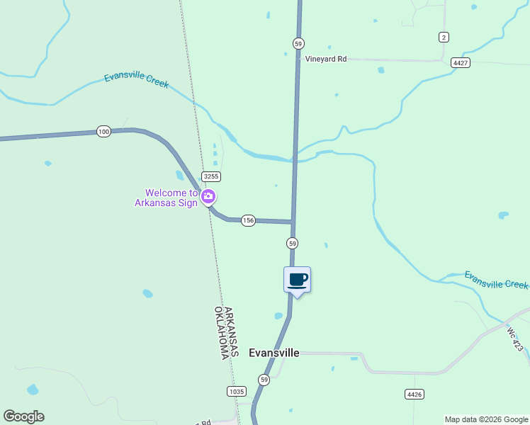 map of restaurants, bars, coffee shops, grocery stores, and more near 22601-22617 State Highway 156 in Evansville